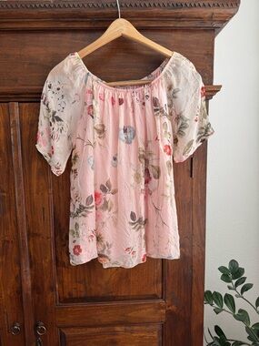 Viola Borghi Silk Floral Blouse Flowy Romantic